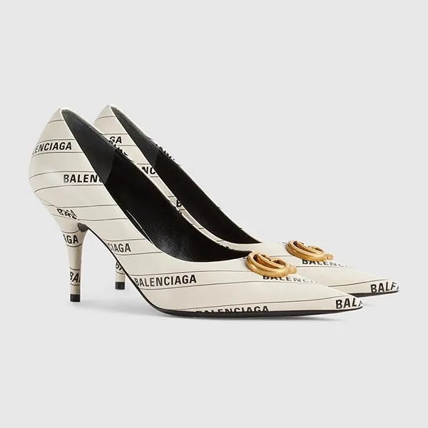 Giày Cao Gót Nữ Gucci x Balenciaga The Hacker Project Knife Pump 680760-ULR00-9061 Màu Trắng Size 35