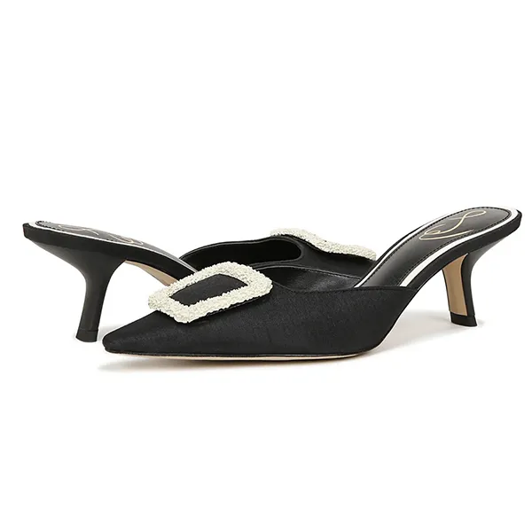 Giày Cao Gót Nữ Sam Edelman Brit Kitten Heel Mule I3885F2002-10M Black Suede Màu Đen Size 38.5 - Giày - Vua Hàng Hiệu