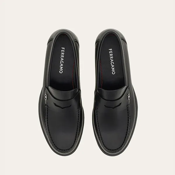 Giày Lười Nam Salvatore Ferragamo Penny Loafer Black Màu Đen Size 42.5