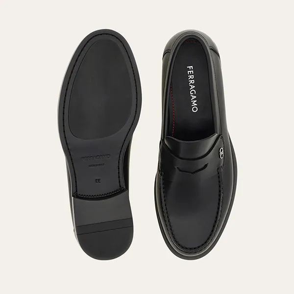 Giày Lười Nam Salvatore Ferragamo Penny Loafer Black Màu Đen Size 42.5