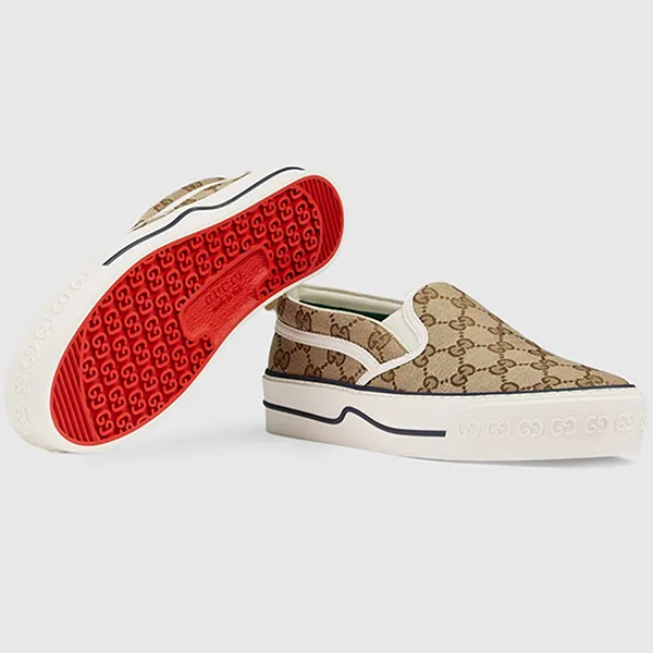 Giày Slip On Nam Gucci Wmns Tennis 1977 Beige Ebony 624733-2HK40-9762 Màu Be Nâu Size 39
