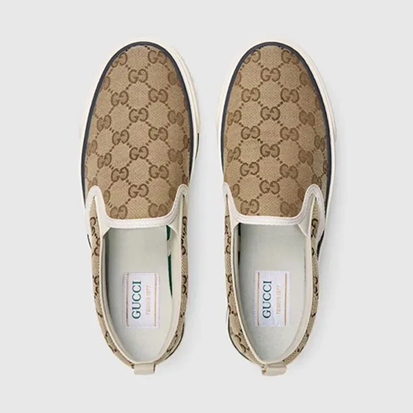 Giày Slip On Nam Gucci Wmns Tennis 1977 Beige Ebony 624733-2HK40-9762 Màu Be Nâu Size 39