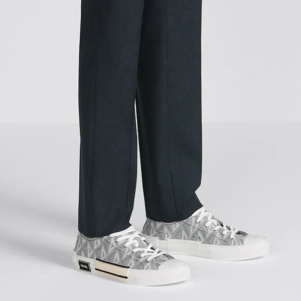 Giày Sneaker Nam Dior B23 Low-Top Dior Gray CD Diamond Canvas 3SN249ZPP-H868 Màu Xám Trắng Size 41