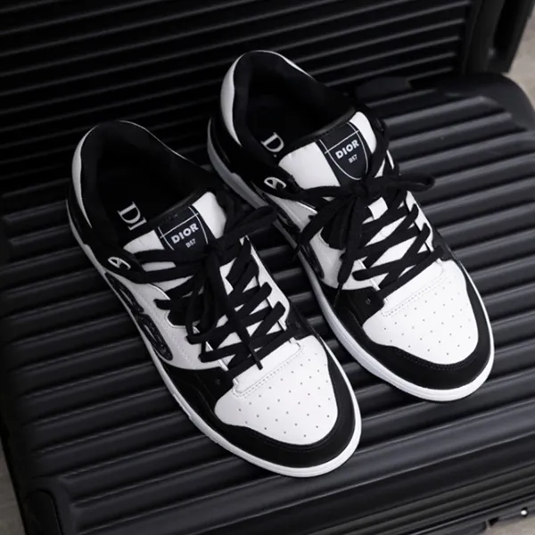 Giày Sneaker Nam Dior B57 Low Top Black White Dior Oblique Jacquard 3SN318ZXU H960 Màu Đen Trắng Size 42