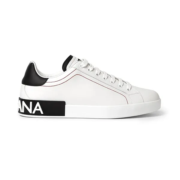 Giày Sneaker Nam Dolce & Gabbana D&G Portofino Logo Detailed Leather White Màu Trắng Size 39