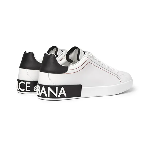 Giày Sneaker Nam Dolce & Gabbana D&G Portofino Logo Detailed Leather White Màu Trắng Size 39