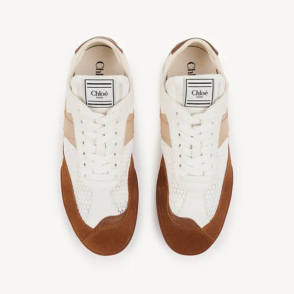Giày Sneaker Nữ Chloé Kick CHC25S07IPL243 Màu Trắng Nâu Size 36