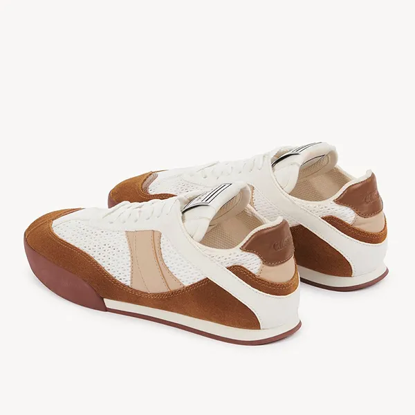 Giày Sneaker Nữ Chloé Kick CHC25S07IPL243 Màu Trắng Nâu Size 36