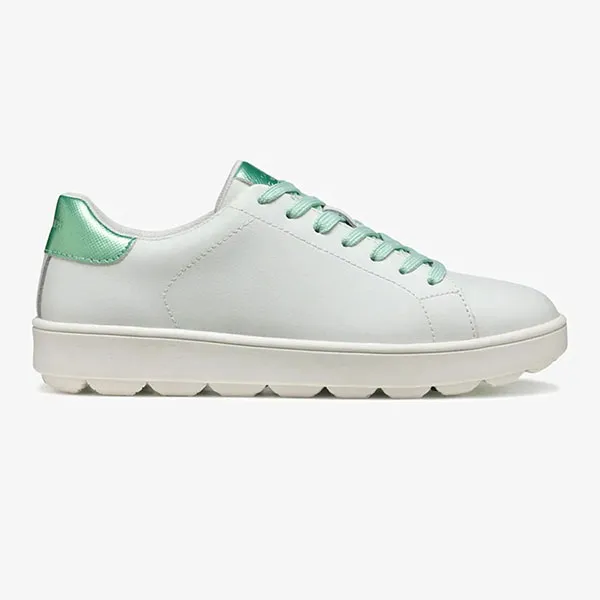 Giày Thể Thao Nữ Geox Spherica ECUB-1 Women's Sneakers White/Light Green Màu Trắng - Xanh Size 36 - Giày - Vua Hàng Hiệu