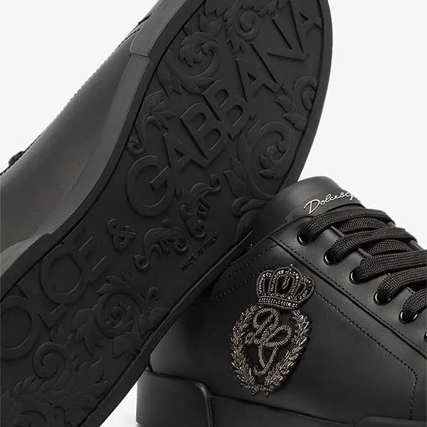 Giày Thể Thao Nam Dolce & Gabbana D&G Black Portofino Leather Sneakers Màu Đen Size 41 - Giày - Vua Hàng Hiệu