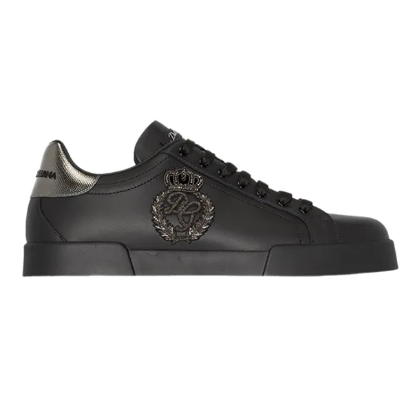 Giày Thể Thao Nam Dolce & Gabbana D&G Black Portofino Leather Sneakers Màu Đen Size 41 - Giày - Vua Hàng Hiệu