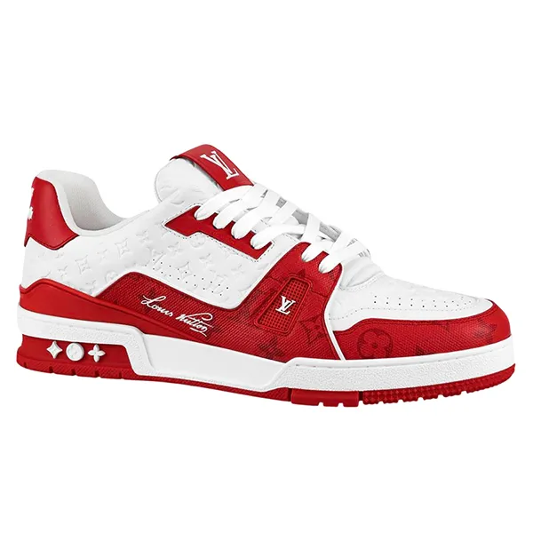 Giày Thể Thao Nam Louis Vuitton LV Trainer #54 Signature Red White 1AANFJ Màu Trắng Phối Đỏ Size 39