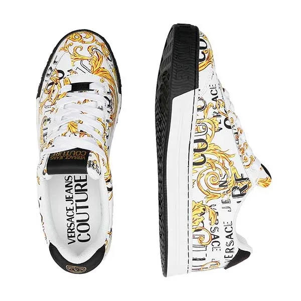 Giày Thể Thao Nam Versace With Addition Of Leather 74YA3SK6ZP264 Màu Trắng - Vàng Size 39 - Giày - Vua Hàng Hiệu