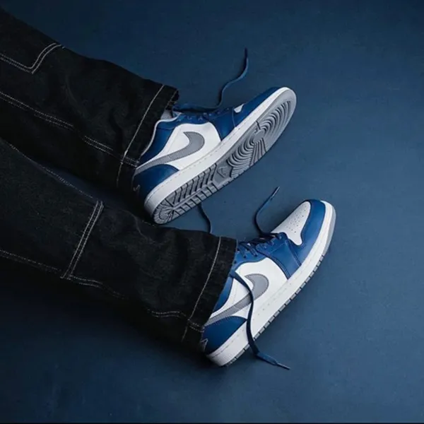 Giày Thể Thao Nike Air Jordan 1 Low GS True Blue Cement 553560-412 Màu Xanh Trắng Size 35.5 - Giày - Vua Hàng Hiệu