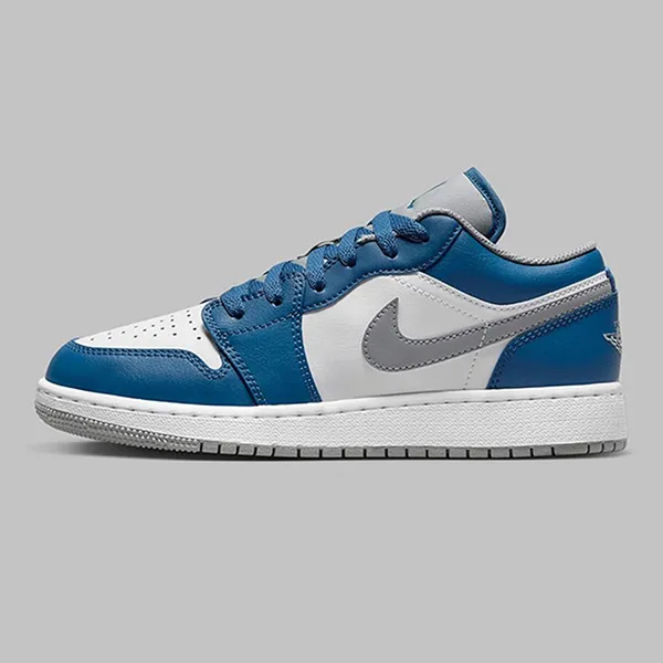 Giày Thể Thao Nike Air Jordan 1 Low GS True Blue Cement 553560-412 Màu Xanh Trắng Size 35.5 - Giày - Vua Hàng Hiệu