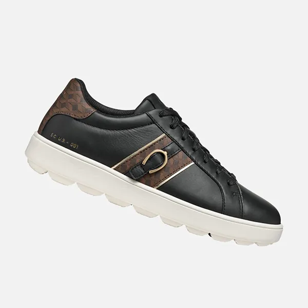 Giày Thể Thao Nữ Geox Spherica Ecub-1 Woman Low Top Sneakers Black/Dark Brown Màu Đen/Nâu Size 36 - Giày - Vua Hàng Hiệu