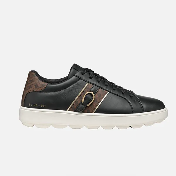 Giày Thể Thao Nữ Geox Spherica Ecub-1 Woman Low Top Sneakers Black/Dark Brown Màu Đen/Nâu Size 36 - Giày - Vua Hàng Hiệu