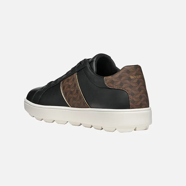 Giày Thể Thao Nữ Geox Spherica Ecub-1 Woman Low Top Sneakers Black/Dark Brown Màu Đen/Nâu Size 36 - Giày - Vua Hàng Hiệu