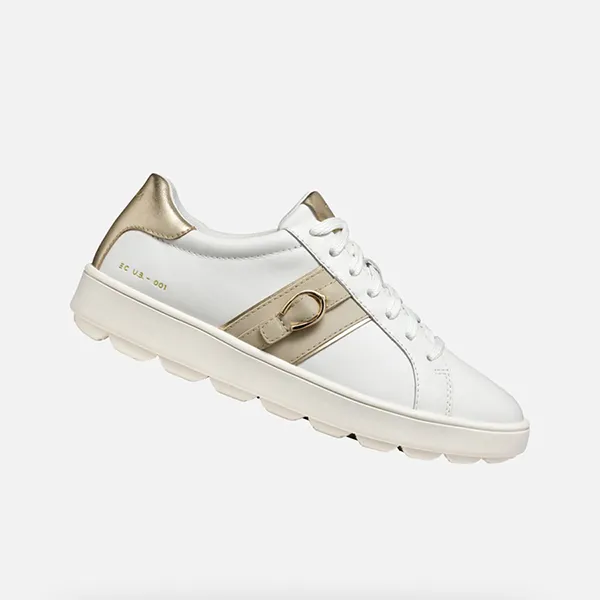 Giày Thể Thao Nữ Geox Spherica Ecub-1 Woman Low Top Sneakers White/Light Taupe Màu Trắng Size 36 - Giày - Vua Hàng Hiệu