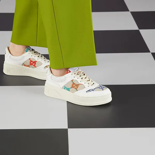 Giày Thể Thao Nữ Gucci GG Sneaker Multicolor Embroidered 670408-AABBW-9068 Màu Trắng Size 36