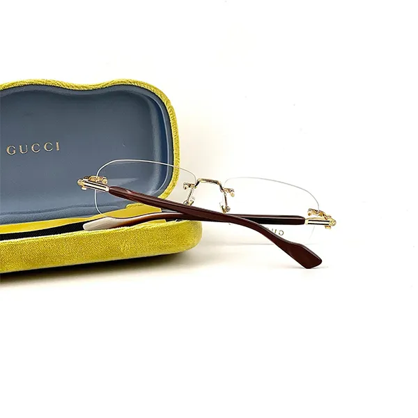Kính Mắt Cận Nam Gucci Eyeglasses Gold GG1221O 002 Màu Nâu Vàng