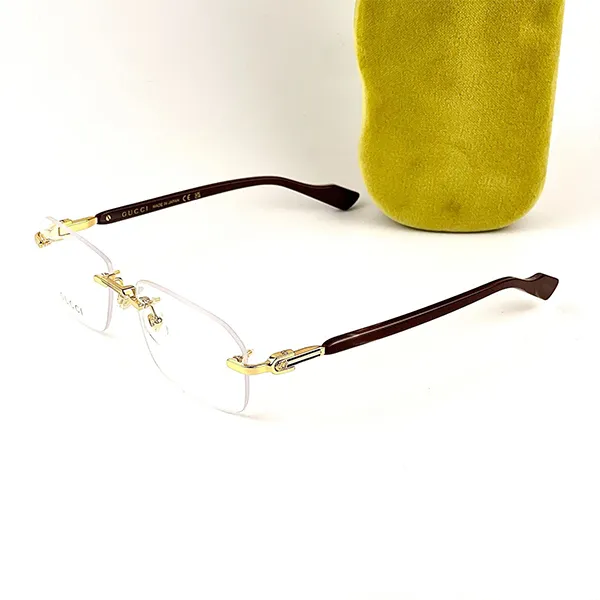 Kính Mắt Cận Nam Gucci Eyeglasses Gold GG1221O 002 Màu Nâu Vàng