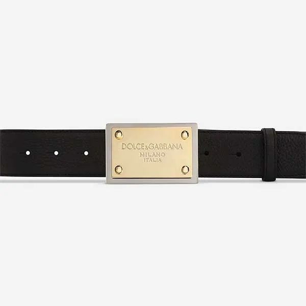 Thắt Lưng Nam Dolce & Gabbana D&G Grainy Calfskin Belt BC4676AY98780999 Màu Đen - Vàng Size 90 - Thắt lưng - Vua Hàng Hiệu