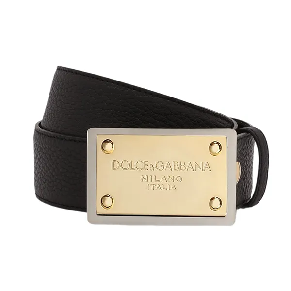 Thắt Lưng Nam Dolce & Gabbana D&G Grainy Calfskin Belt BC4676AY98780999 Màu Đen - Vàng Size 90 - Thắt lưng - Vua Hàng Hiệu