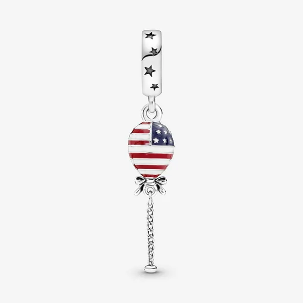 Hạt Vòng Charm Pandora Stars, Stripes & Bow Balloon Dangle Charm 791684C01 Màu Bạc - Trang sức - Vua Hàng Hiệu