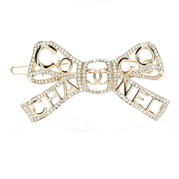 Kẹp Tóc Nữ Chanel Metal Crystal Bow Tiful Cc Hair Clip Gold Màu Vàng - Phụ kiện - Vua Hàng Hiệu