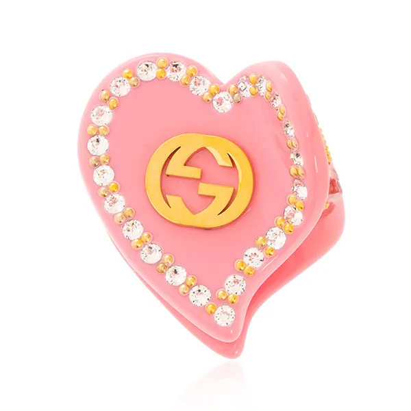 Kẹp Tóc Gucci Heart Interlocking G Mini Hair Clip 753884 Màu Hồng
