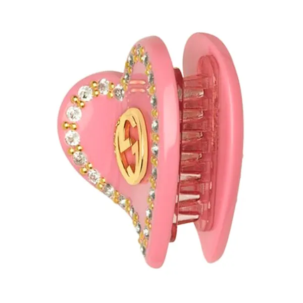 Kẹp Tóc Gucci Heart Interlocking G Mini Hair Clip 753884 Màu Hồng