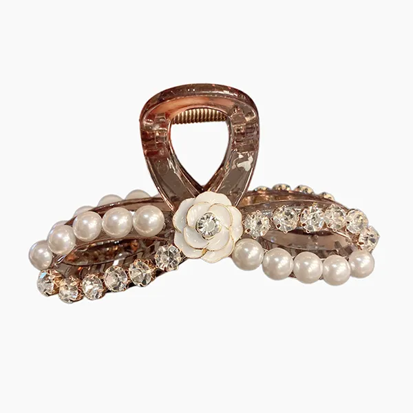 Kẹp Tóc Nữ Meri Pearl Camellia HC147-T Màu Nâu