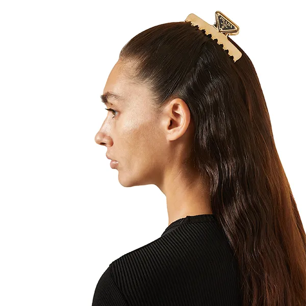 Kẹp Tóc Prada Triangle Logo Hair Clip In Metal Màu Vàng Gold - Phụ kiện - Vua Hàng Hiệu
