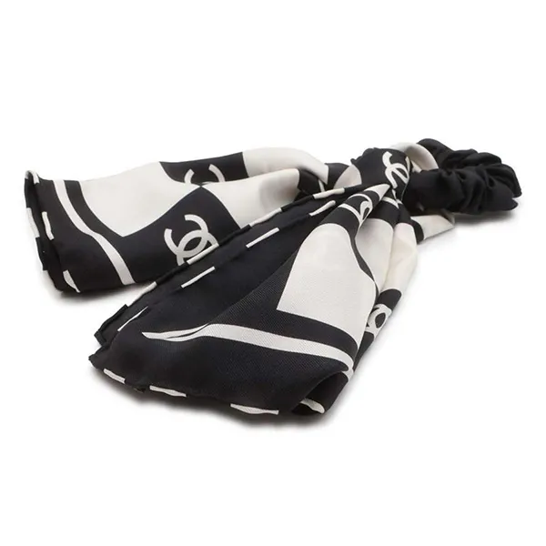 Khăn + Chun Buộc Tóc Nữ Chanel Scrunchie Coco Mark Silk Scarf Hair Màu Đen - Trắng - Phụ kiện - Vua Hàng Hiệu