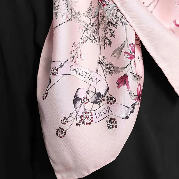 Khăn Nữ Dior D-Floral 90 Square Scarf Màu Hồng