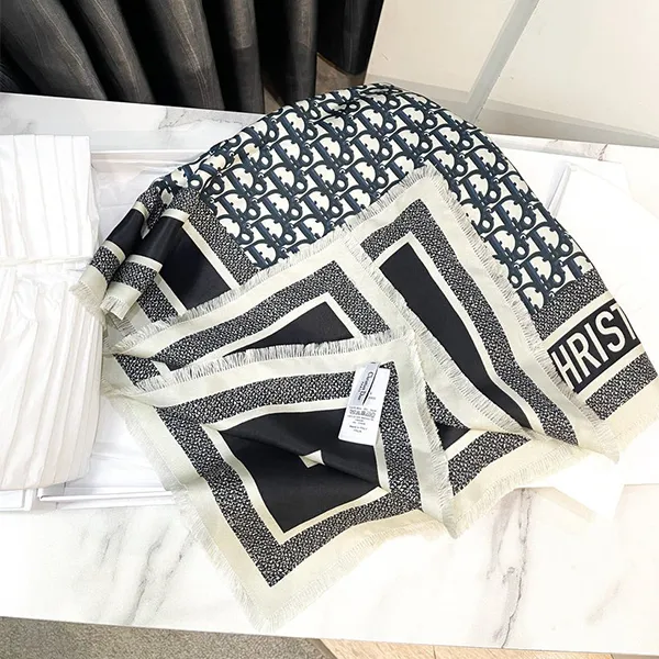 Khăn Dior Square Scarf 70 Oblique 15DOB070I600C 541 Màu Xanh Navy