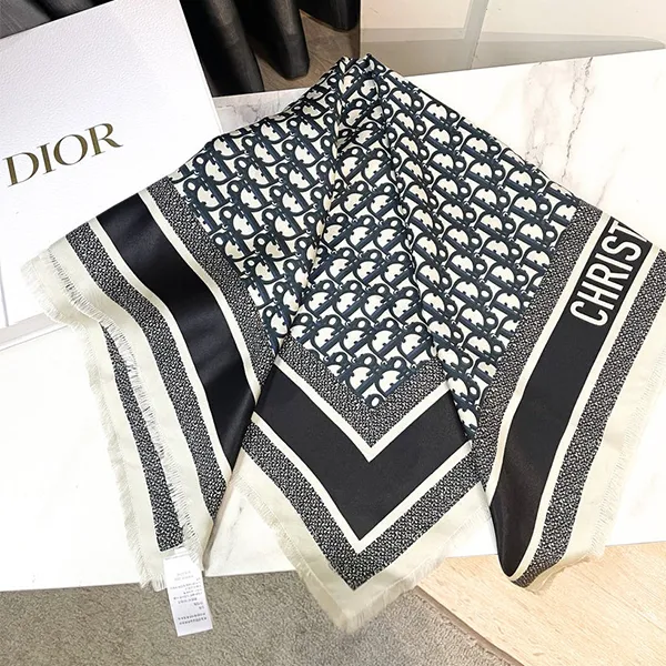Khăn Dior Square Scarf 70 Oblique 15DOB070I600C 541 Màu Xanh Navy