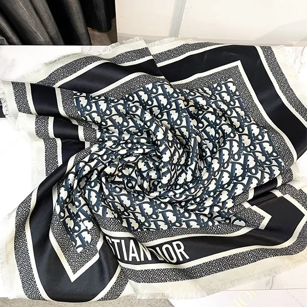 Khăn Dior Square Scarf 70 Oblique 15DOB070I600C 541 Màu Xanh Navy