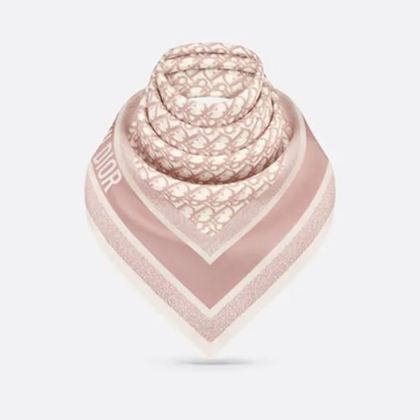 Khăn Dior Square Scarf 90 Diortwin Dior Oblique 15DOB090I600 C412 Màu Hồng Xám