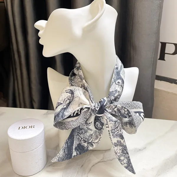 Khăn Dior Toile De Jouy Sauvage Mitzah Scarf Silk Màu Xanh Navy
