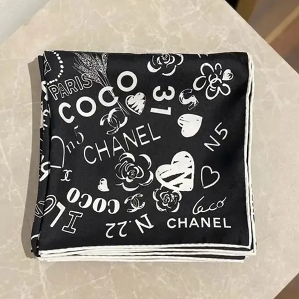 Khăn Nữ Chanel Silk Scarf Black Màu Đen Họa Tiết - Thời trang - Vua Hàng Hiệu
