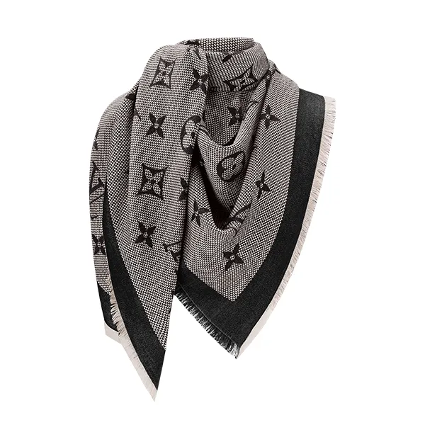 Khăn Nữ Louis Vuitton LV Neo Natté Monogram Scarf M73677 Màu Đen Xám