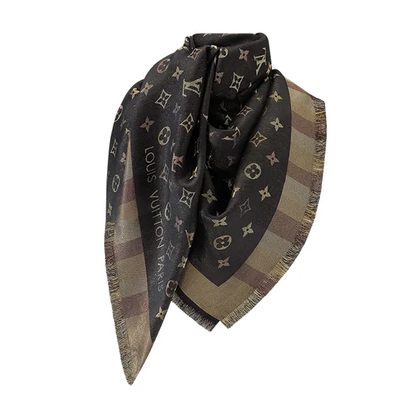 Khăn Nữ Louis Vuitton LV So Shine Monogram Scarf M71548 Màu Nâu Đen - Thời trang - Vua Hàng Hiệu