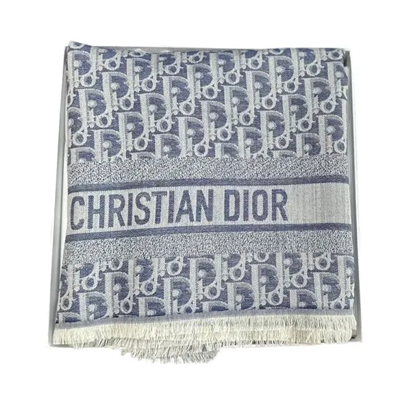 Khăn Quàng Cổ Dior Cashmere Scarf Màu Xanh/Xám