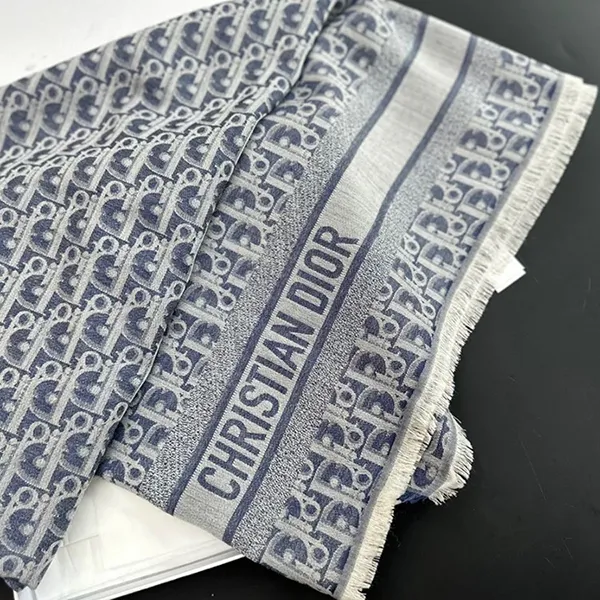 Khăn Quàng Cổ Dior Cashmere Scarf Màu Xanh/Xám