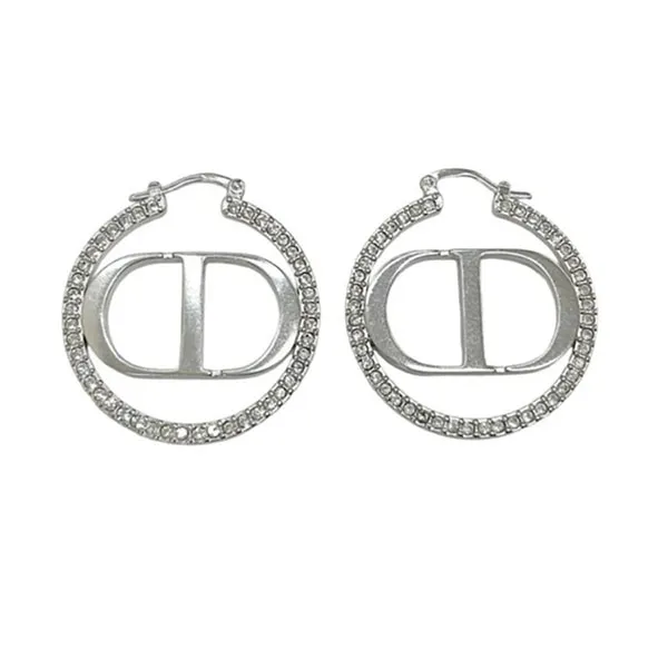 Khuyên Tai Nữ Dior Dior 30 Montaigne Silver Rhinestone Hoop Earrings Màu Bạc - Trang sức - Vua Hàng Hiệu