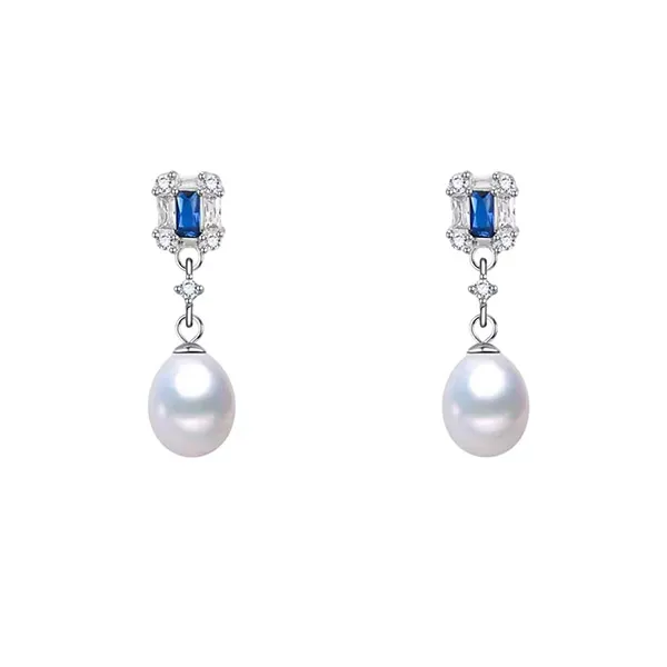 Khuyên Tai Nữ Kya Jewel Azure Wave Pearl JSE2 Màu Xanh Bạc