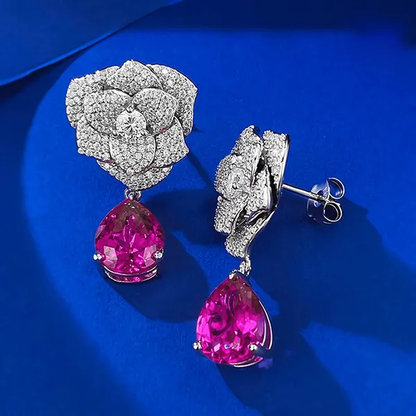 Khuyên Tai Nữ Kya Jewel Charming Camellia SE135 Màu Bạc/Hồng - Trang sức - Vua Hàng Hiệu