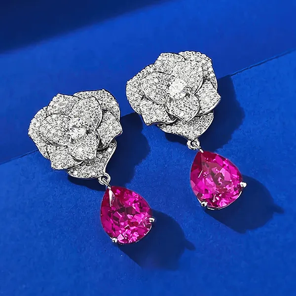 Khuyên Tai Nữ Kya Jewel Charming Camellia SE135 Màu Bạc/Hồng - Trang sức - Vua Hàng Hiệu